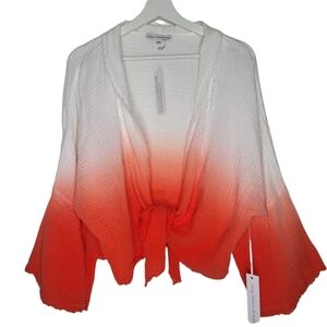 YOUNG FABULOUS & BROKE Francesca Tie Front Top Ombre Women‎ Small Crinkle Cotton